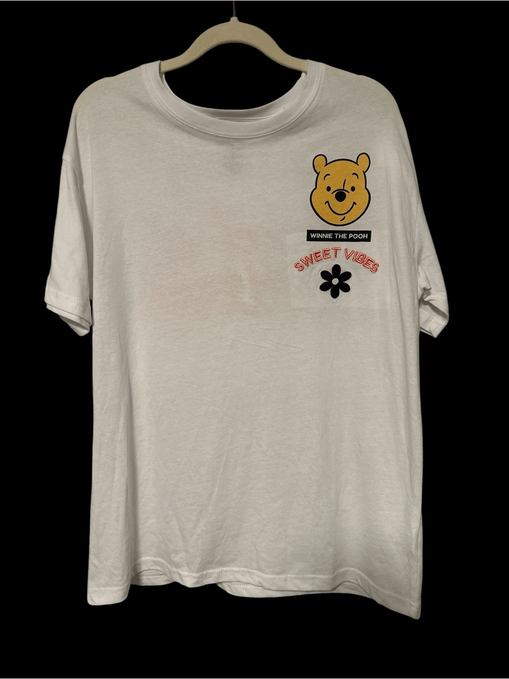 Disney White Winnie the Pooh 'Sweet Vibes' Tee with Designs on Front and Back